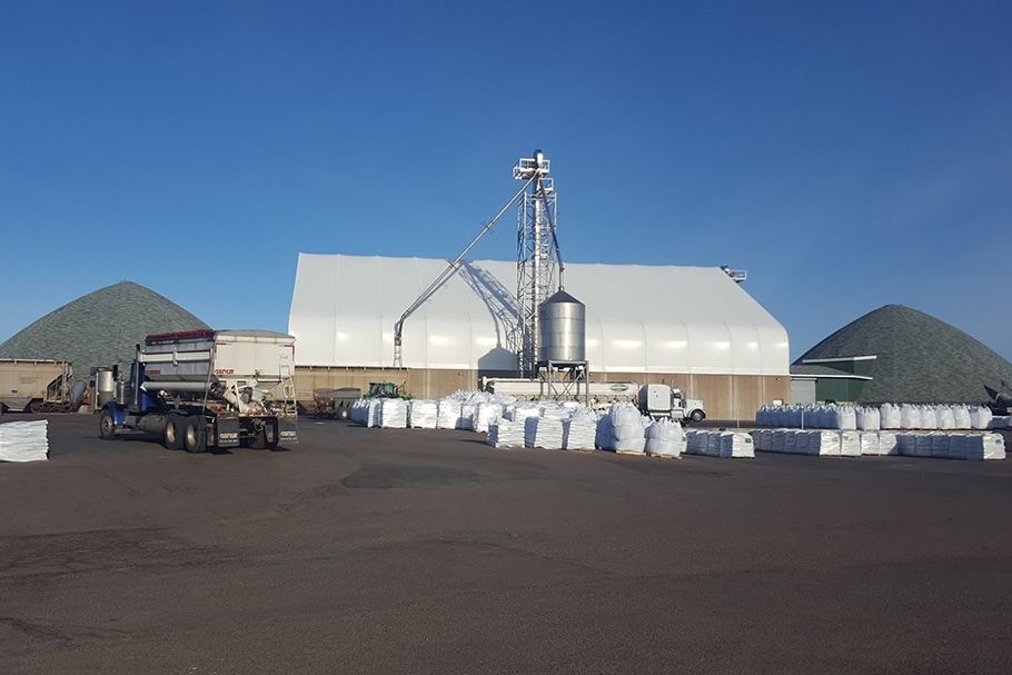 Truro Agromart facilities with blue skies in the background